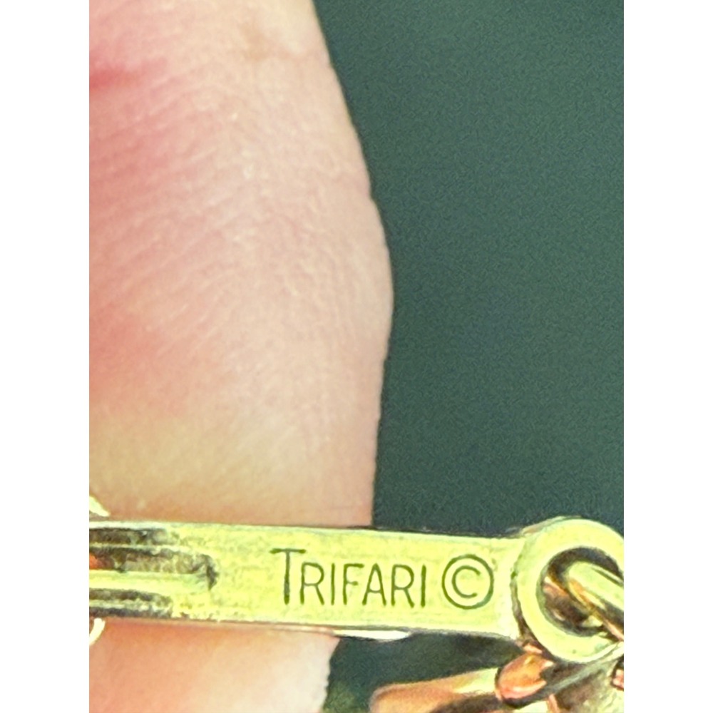 Crown Trifari Necklace Women OS Gold Excellent Vintage Triple Ribbed Link Collar - Picture 2 of 5